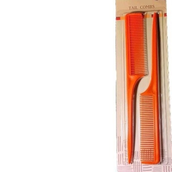 Retro Tail Combs 2 Pack Hair Teaser Rattail Rat Tail  Burnt Orange  8" NEW‎ - Picture 3 of 3